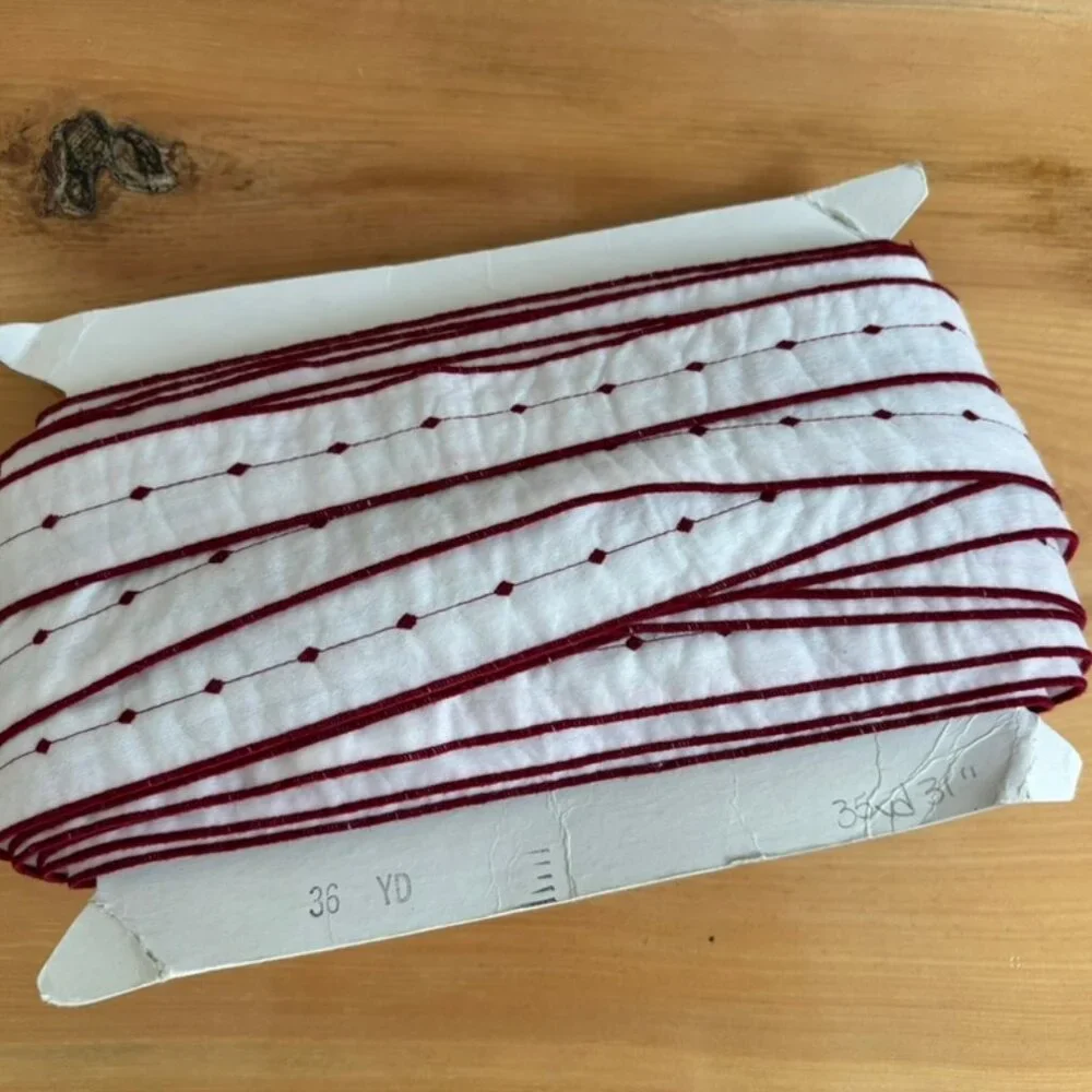 PER YARD Vintage Striped and Dots red and white sewing trim